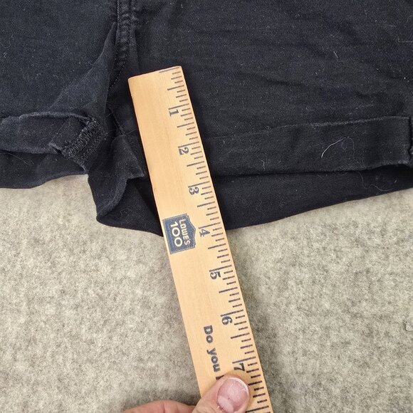 H&M Womens Black High-Waist Denim Shorts US 0 Cotton/Elastane Blend - Picture 6 of 7